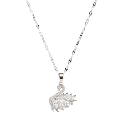 Marquise Feather Swan Pendant Necklace