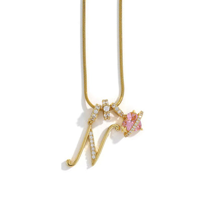 Initial Heart Charm Necklace