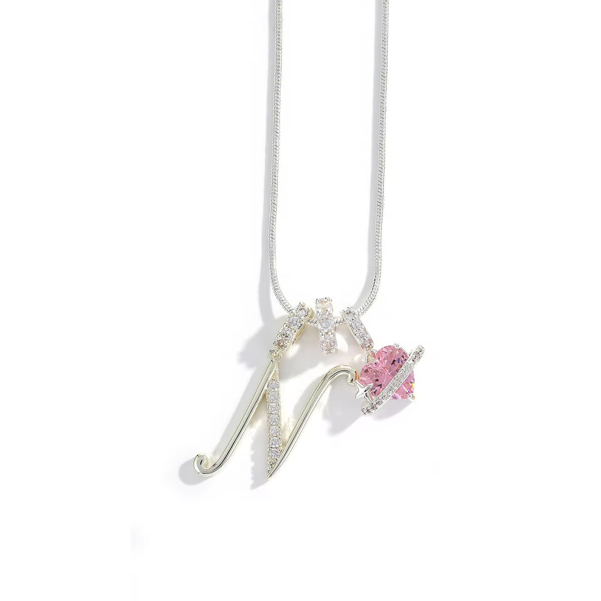 Initial Heart Charm Necklace