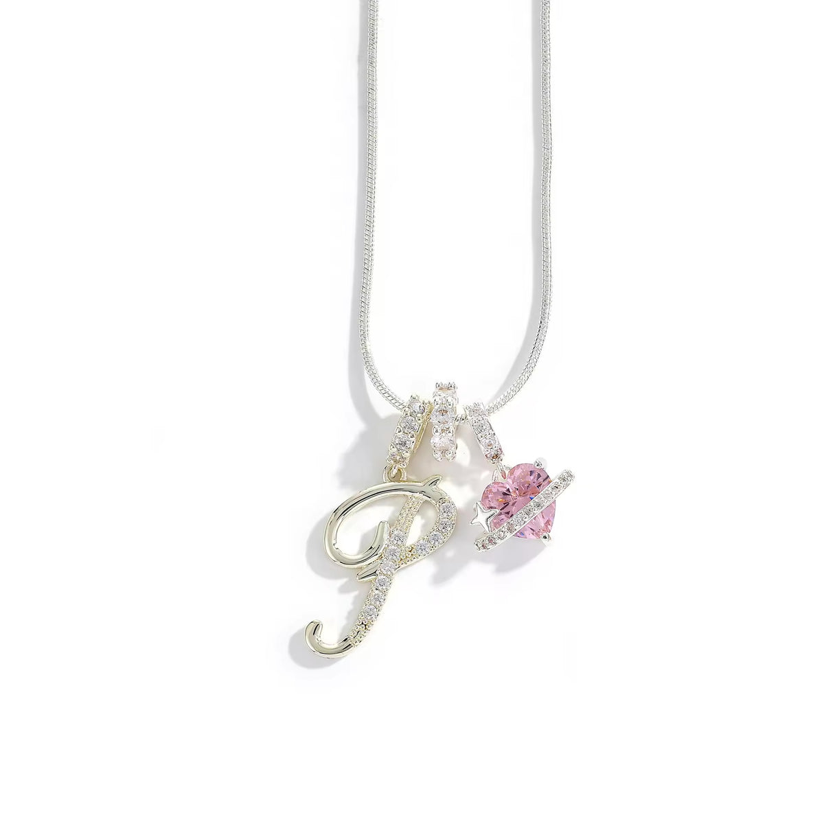 Initial Heart Charm Necklace