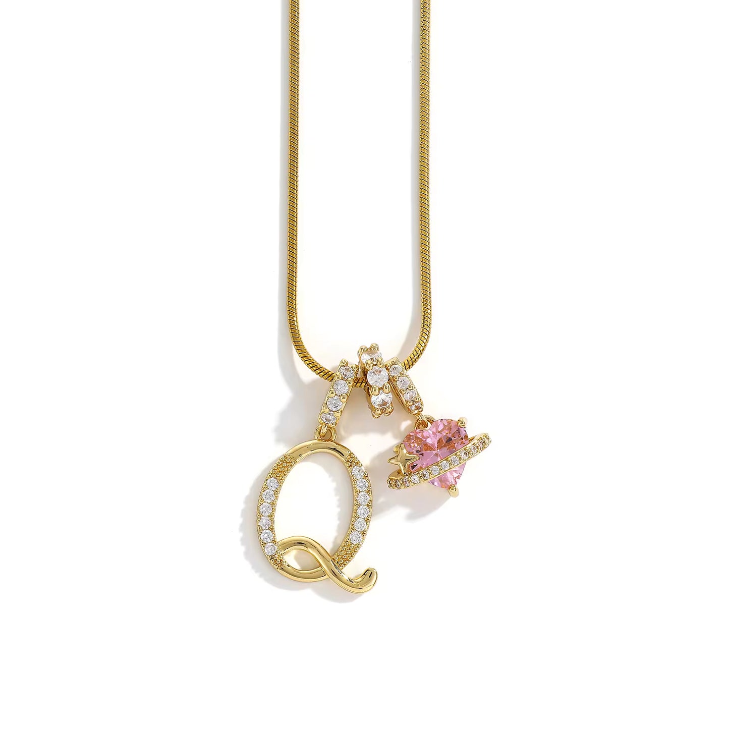 Initial Heart Charm Necklace