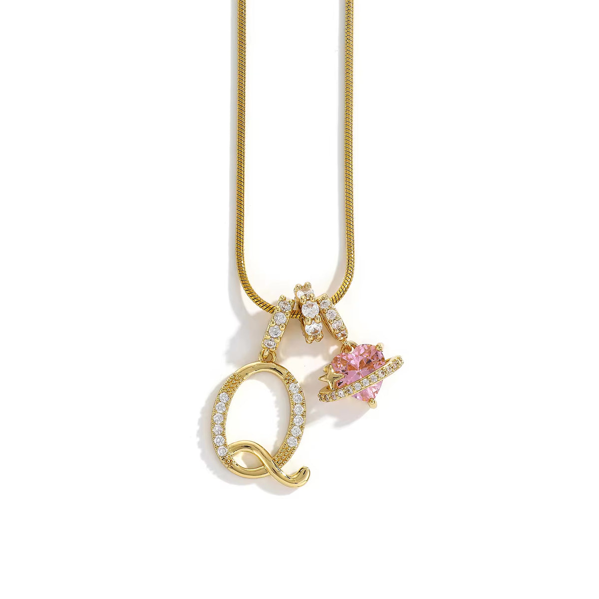 Initial Heart Charm Necklace