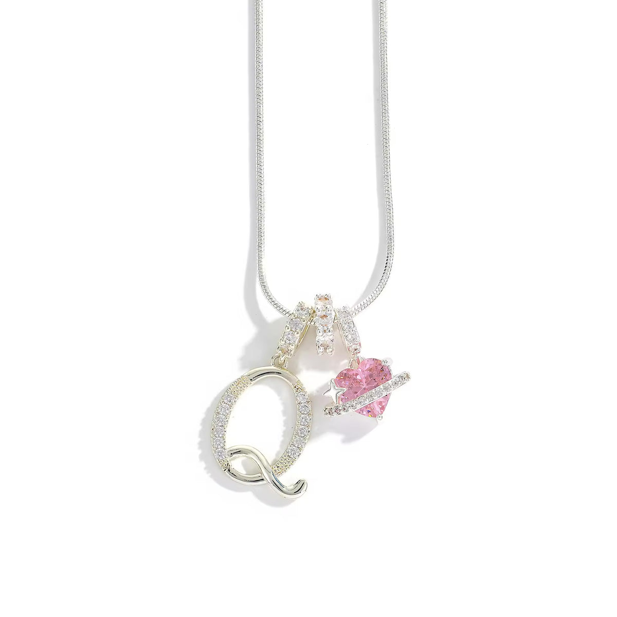 Initial Heart Charm Necklace