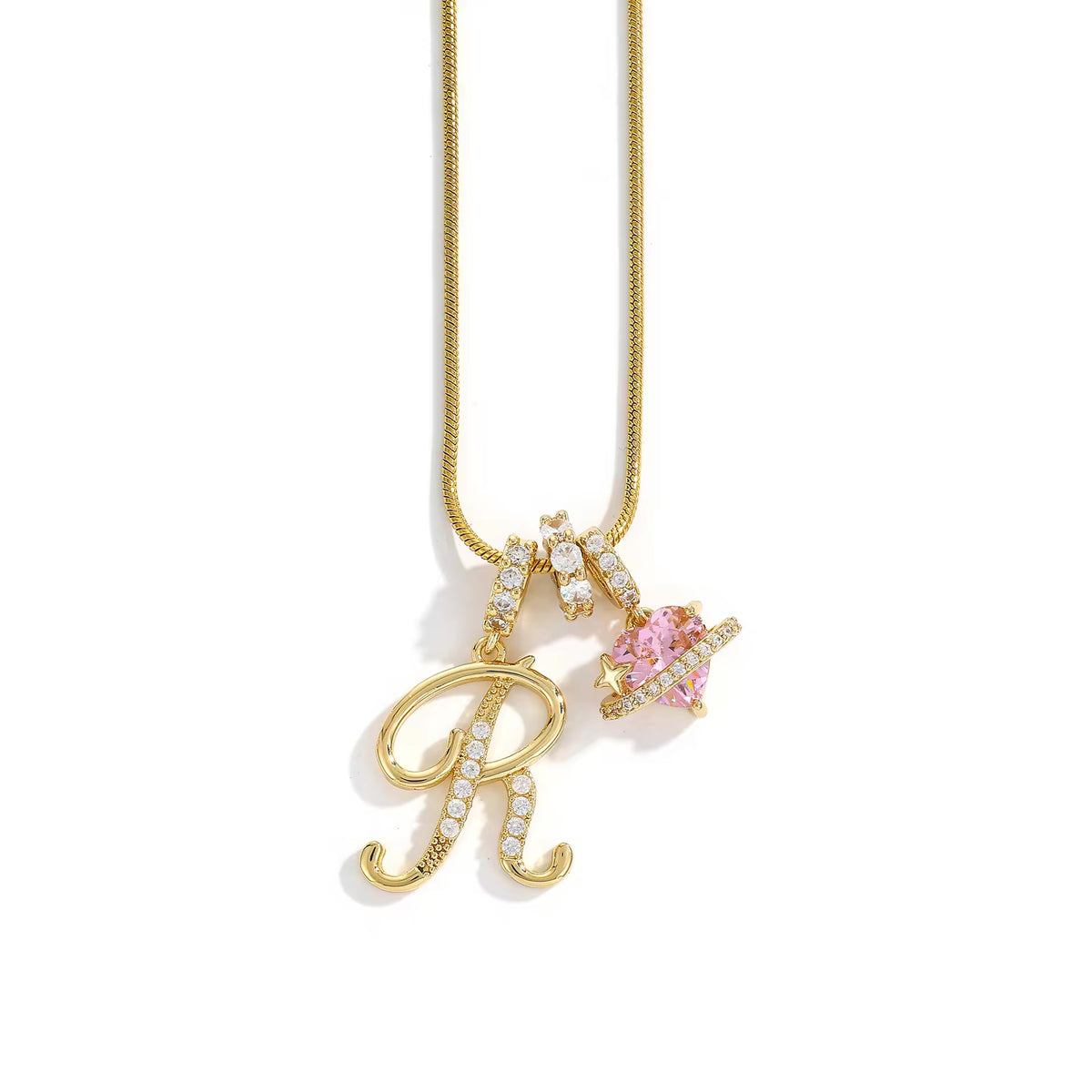 Initial Heart Charm Necklace