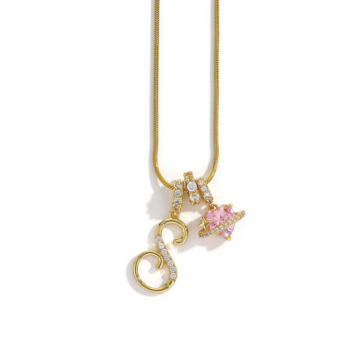 Initial Heart Charm Necklace