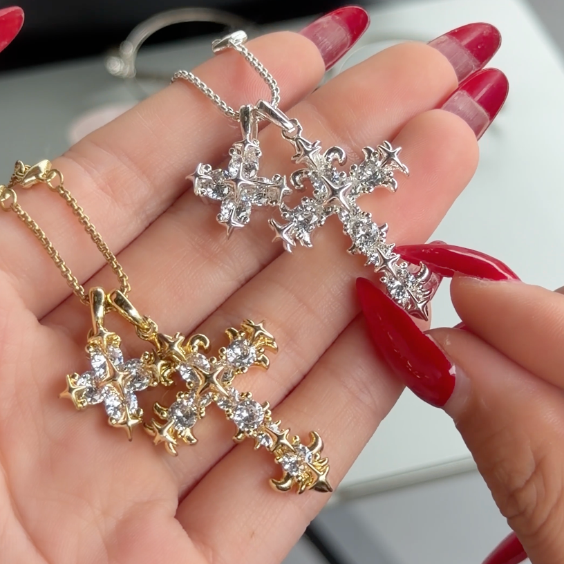 Gothic Double Cross Necklace