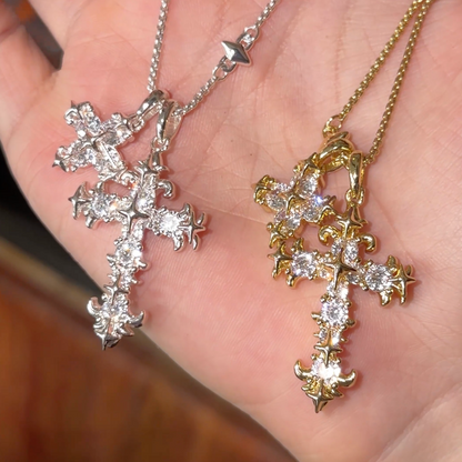 Gothic Double Cross Necklace