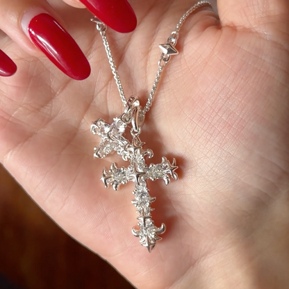 Gothic Double Cross Necklace