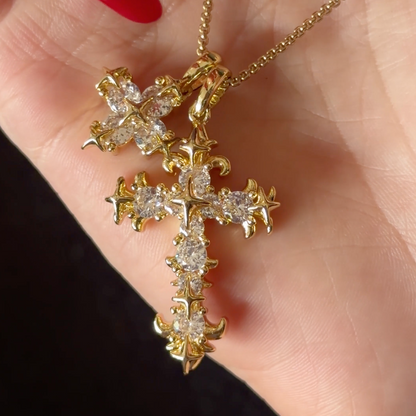 Gothic Double Cross Necklace