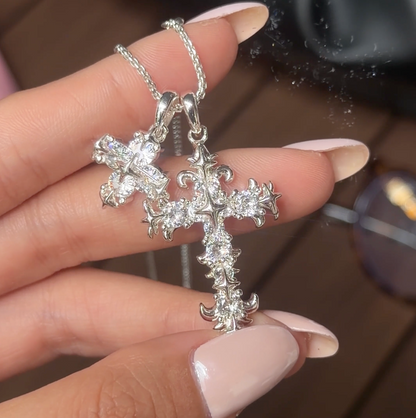 Gothic Double Cross Necklace