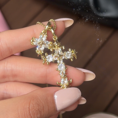 Gothic Double Cross Necklace