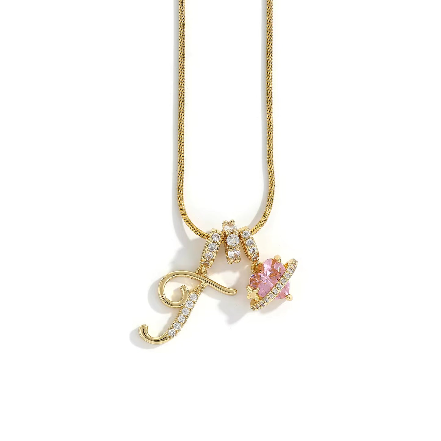 Initial Heart Charm Necklace