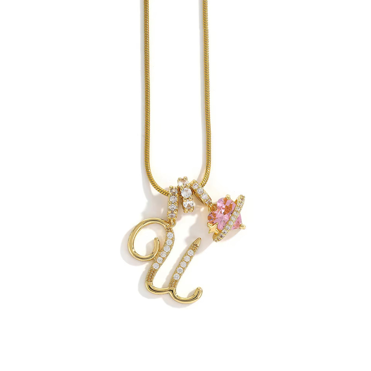 Initial Heart Charm Necklace