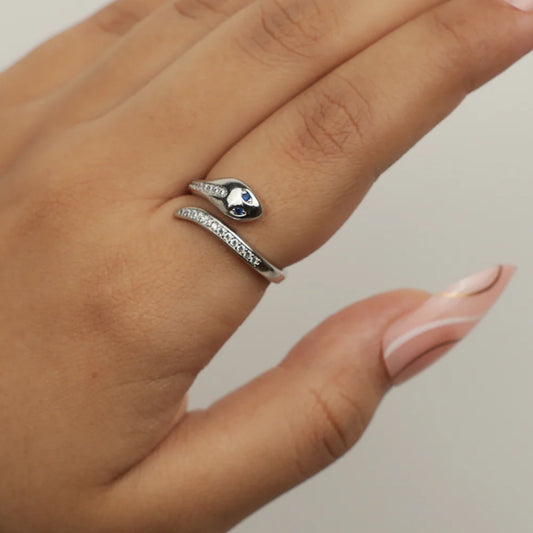 Sapphire Serpent Open Wrap Ring