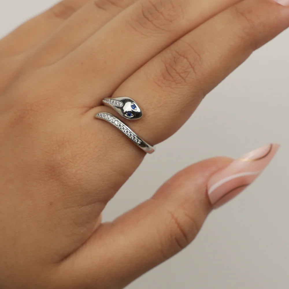 Sapphire Serpent Open Wrap Ring