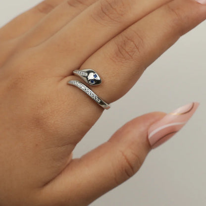Sapphire Serpent Open Wrap Ring