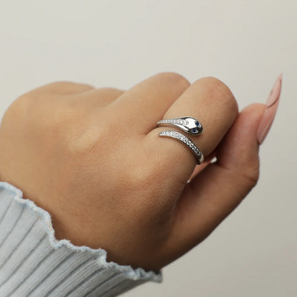 Sapphire Serpent Open Wrap Ring