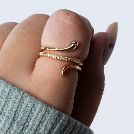 Golden SerpentLuxe Open Wrap Ring