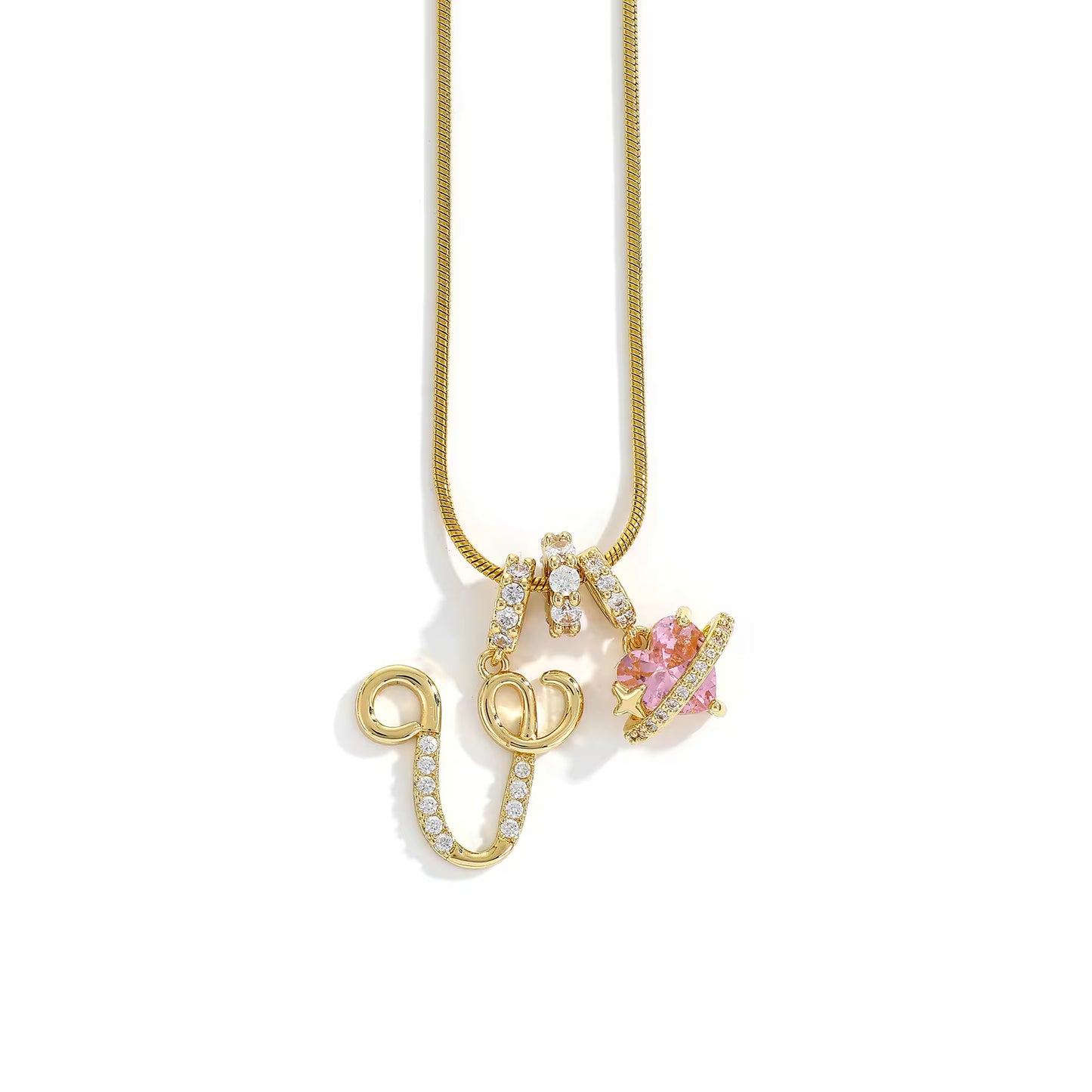 Initial Heart Charm Necklace