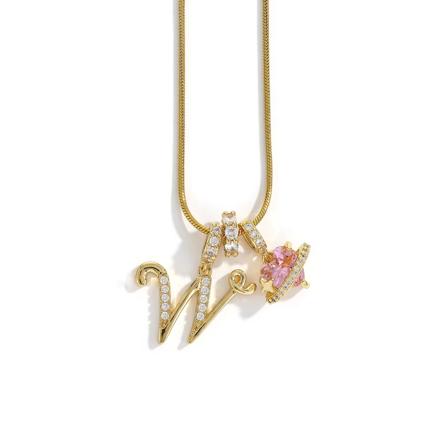 Initial Heart Charm Necklace