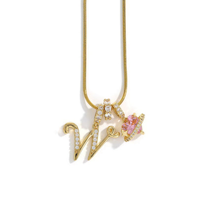 Initial Heart Charm Necklace