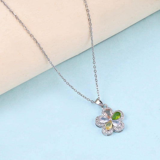 Multicolour Marquise Flower Pendant Necklace