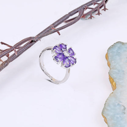 Violet Bloom Halo Ring