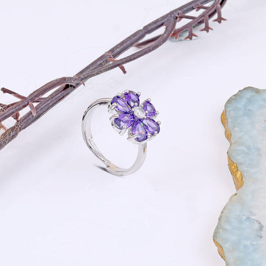 Violet Bloom Halo Ring