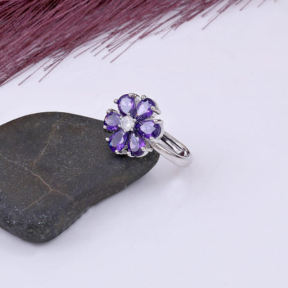 Violet Bloom Halo Ring