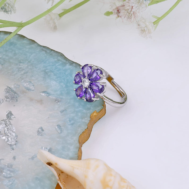 Violet Bloom Halo Ring