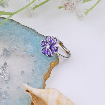 Violet Bloom Halo Ring