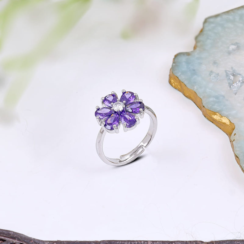 Violet Bloom Halo Ring