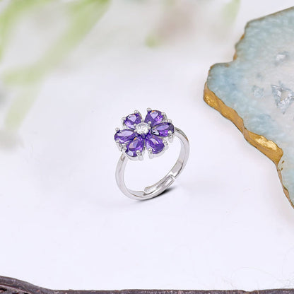 Violet Bloom Halo Ring