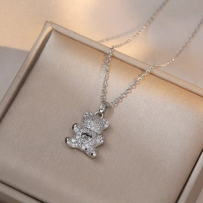 Pavé Teddy Pendant Necklace