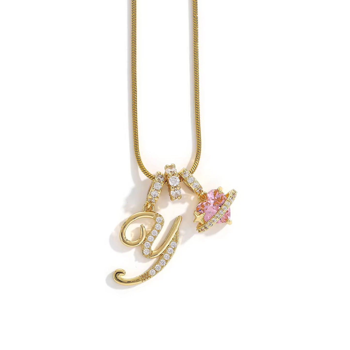 Initial Heart Charm Necklace