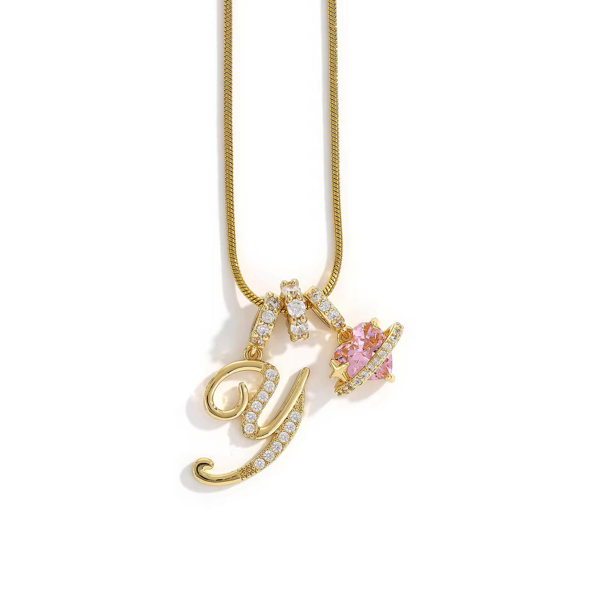 Initial Heart Charm Necklace
