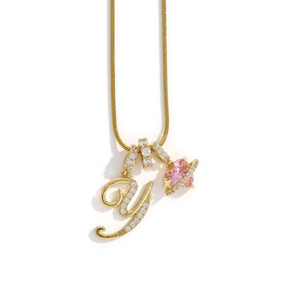 Initial Heart Charm Necklace
