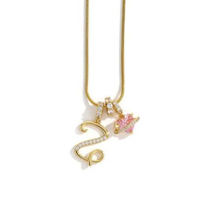 Initial Heart Charm Necklace