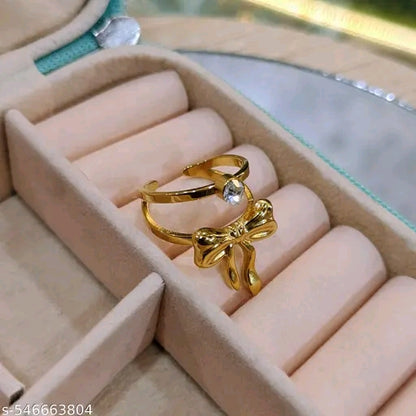 Golden Charm Bow Ring