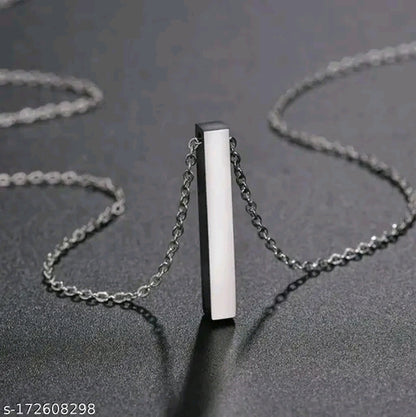 Dual-Tone Vertical Bar Pendant Necklace