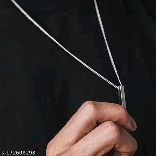 Dual-Tone Vertical Bar Pendant Necklace