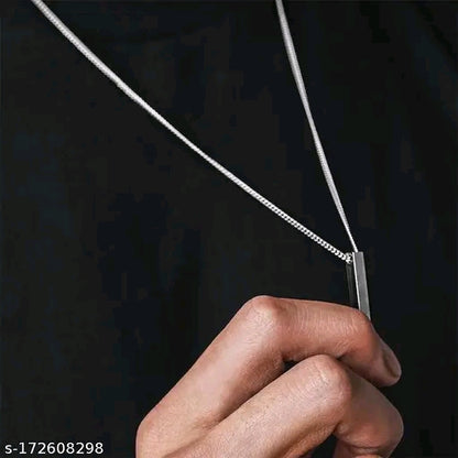 Dual-Tone Vertical Bar Pendant Necklace
