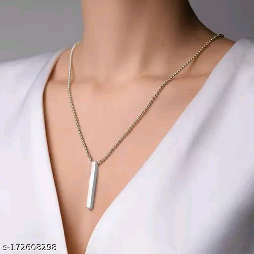 Dual-Tone Vertical Bar Pendant Necklace