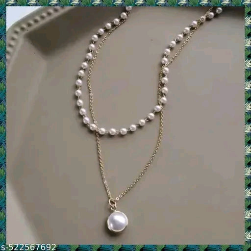 Layered Pearl Pendant Necklace