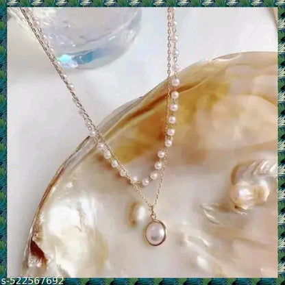 Layered Pearl Pendant Necklace