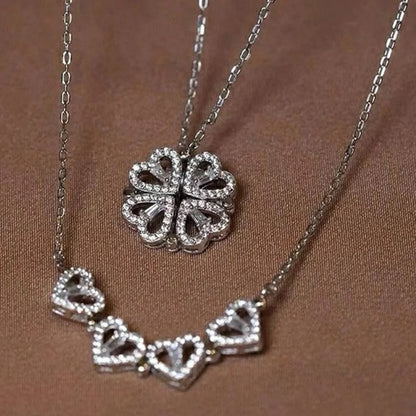 Silver Clover Heart Sparkle Pendant