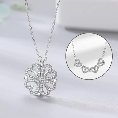 Silver Clover Heart Sparkle Pendant